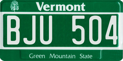 VT license plate BJU504
