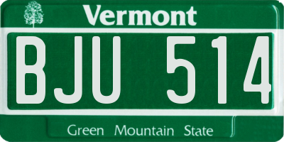 VT license plate BJU514