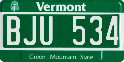 VT license plate BJU534