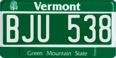 VT license plate BJU538