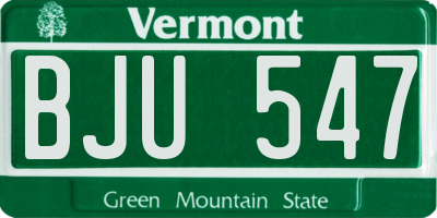 VT license plate BJU547