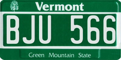 VT license plate BJU566