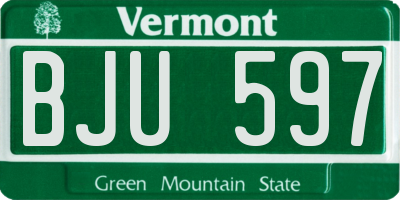 VT license plate BJU597
