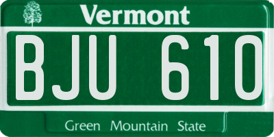 VT license plate BJU610