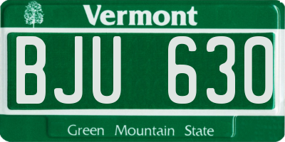 VT license plate BJU630