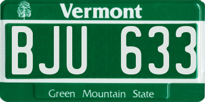 VT license plate BJU633