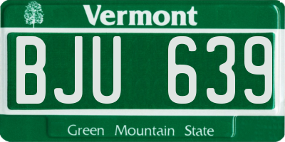 VT license plate BJU639