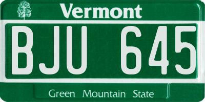 VT license plate BJU645