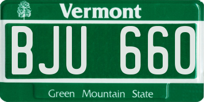 VT license plate BJU660