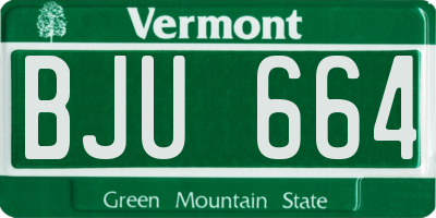 VT license plate BJU664