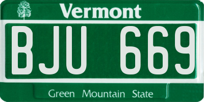 VT license plate BJU669