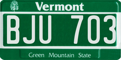 VT license plate BJU703
