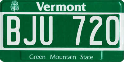 VT license plate BJU720