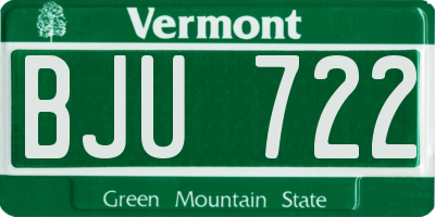 VT license plate BJU722