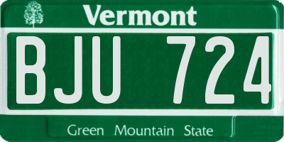 VT license plate BJU724