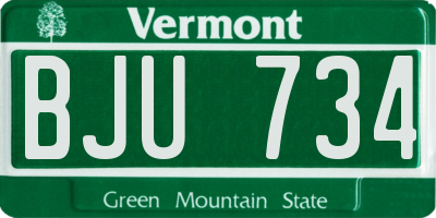 VT license plate BJU734