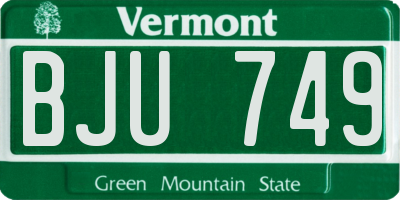 VT license plate BJU749