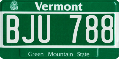 VT license plate BJU788