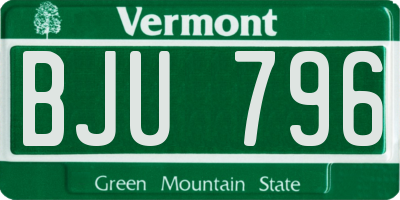 VT license plate BJU796