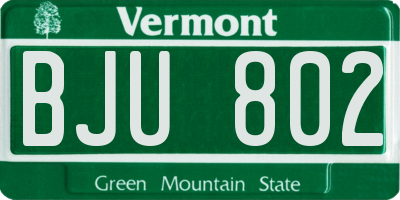 VT license plate BJU802