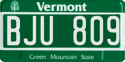 VT license plate BJU809