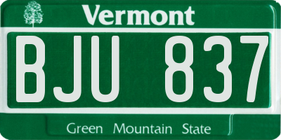 VT license plate BJU837