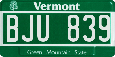 VT license plate BJU839