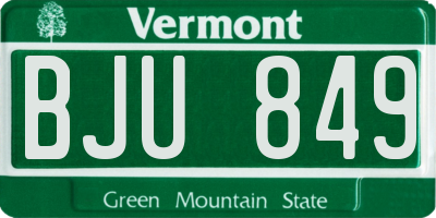 VT license plate BJU849