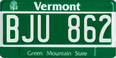 VT license plate BJU862