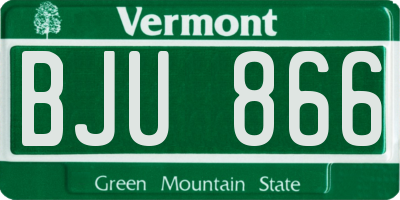 VT license plate BJU866