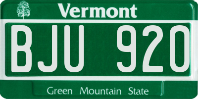 VT license plate BJU920
