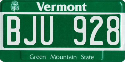 VT license plate BJU928