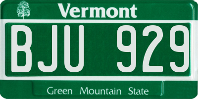 VT license plate BJU929