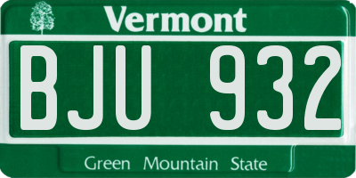 VT license plate BJU932
