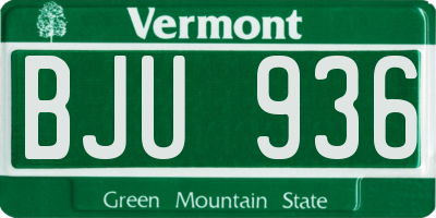 VT license plate BJU936