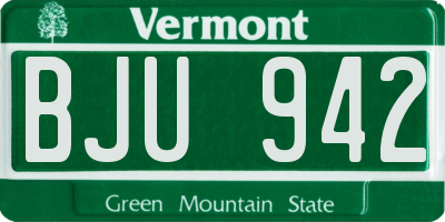 VT license plate BJU942