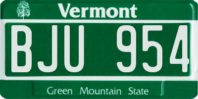 VT license plate BJU954