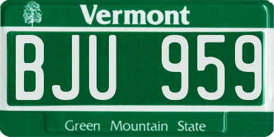 VT license plate BJU959