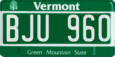 VT license plate BJU960