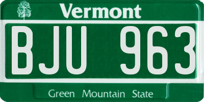 VT license plate BJU963