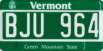 VT license plate BJU964