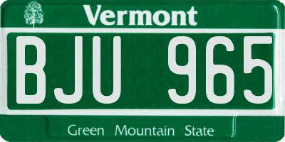 VT license plate BJU965