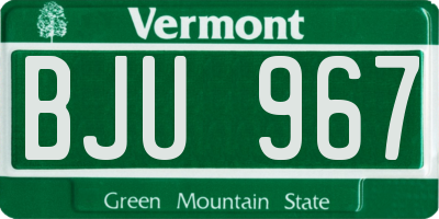 VT license plate BJU967