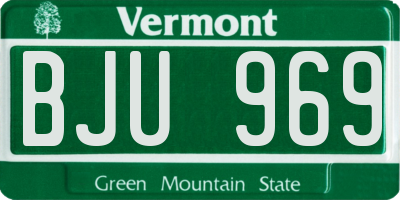 VT license plate BJU969