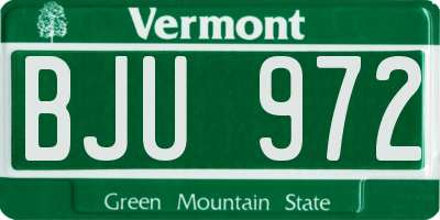 VT license plate BJU972