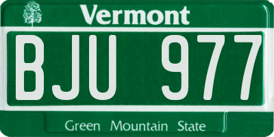 VT license plate BJU977