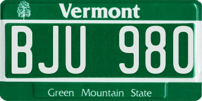 VT license plate BJU980