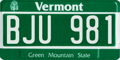 VT license plate BJU981