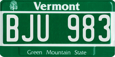 VT license plate BJU983