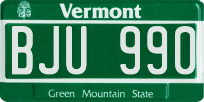 VT license plate BJU990